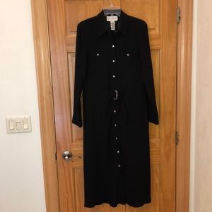 Evan-Picone black snap front dress